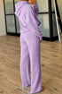 Half Zip Raglan Hoodie Thumbhole Wide Leg Pant Set